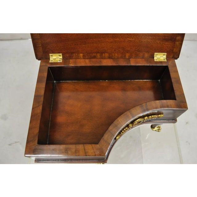 Brown Maitland Smith Style Jewelry Box Burl Walnut Baby Grand Piano Form With Brass Paw Feet For Sale - Image 8 of 11