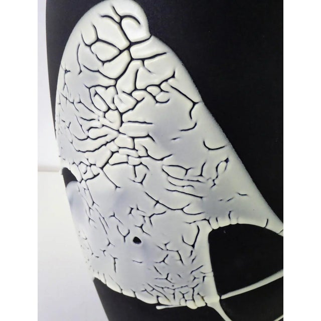 Black Mid-Century Modern Vintage Lava Glaze Ceramic Lamp in Black For Sale - Image 8 of 13