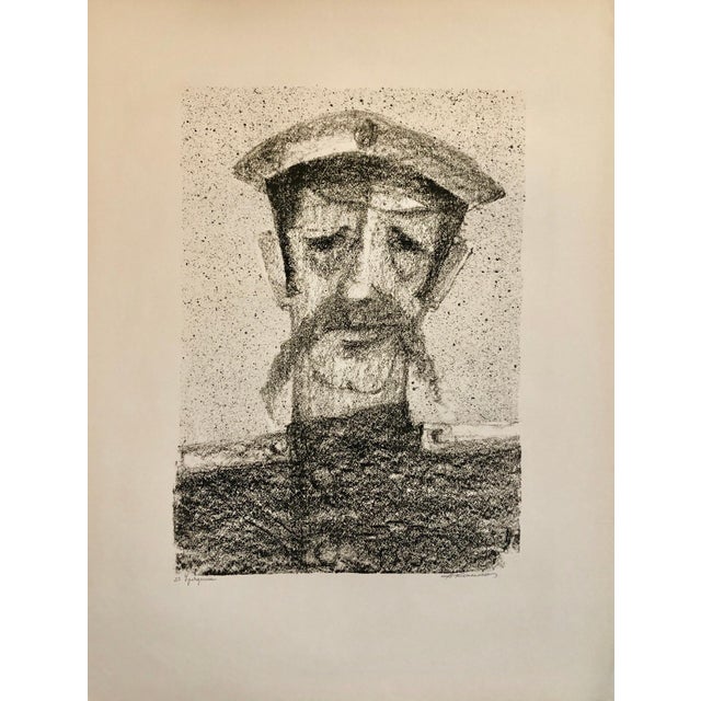 Anatoli Lvovich Kaplan, Vintage Russian Ukrainian Shtetl Scene Judaica Lithograph Jewish Portrait, 1957-1961 For Sale