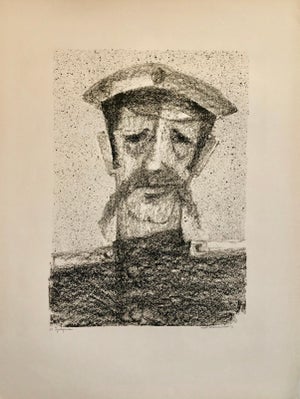 Anatoli Lvovich Kaplan, Vintage Russian Ukrainian Shtetl Scene Judaica Lithograph Jewish Portrait, 1957-1961