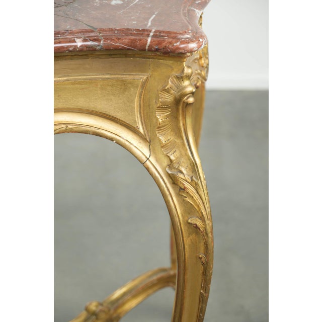 French Side Table with Gold-Colored Wooden Frame and Marble Table For Sale - Image 12 of 16