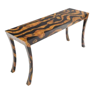 Modern Tiger Pattern Tessellated Stone Cabriole Legs Console Sofa Table