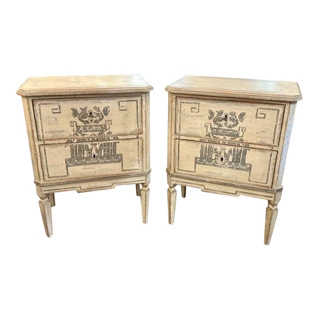Pair of German Neo-Classical Bedside Tables For Sale