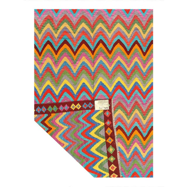 Traditional Pasargad DC Reversible Kilim Flat Weave Wool on Wool Rug For Sale - Image 3 of 3