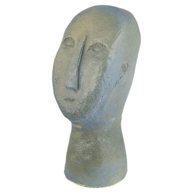 1980s Minimalist European Studio Ceramic Stoneware Bust, 1980s For Sale - Image 5 of 5