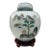 Vintage Chinese Porcelain Ginger Jar Hand Painted Landscape Calligraphy W/Stand For Sale