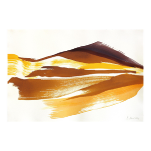 Golden Hour Landscape 2 - Original Expressionist Landscape Ink Painting on French Linen Paper by Bettina Mauel
