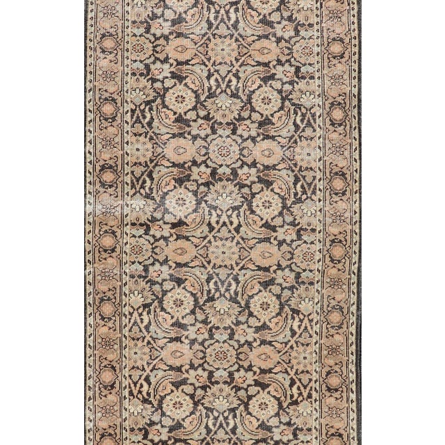 Traditional Antique Persian Tabriz Runner With Ornate Floral Design in Earthy Tones For Sale - Image 3 of 12