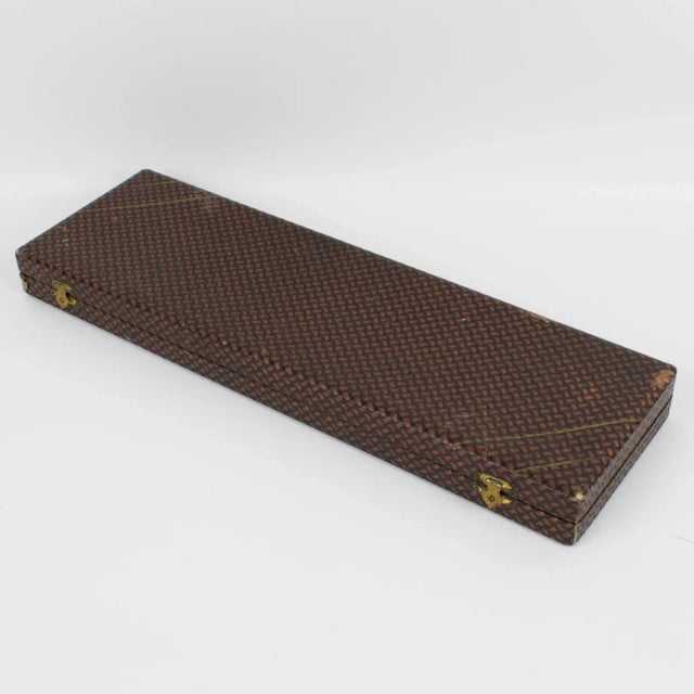 Art Deco Chrome and Macassar Wood Chopstick Knife Rests, 12 Pieces in Box For Sale - Image 11 of 13