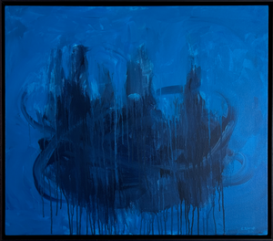 Blue Fusion, Contemporary Framed Abstract Acrylic Painting by Stephen Remick