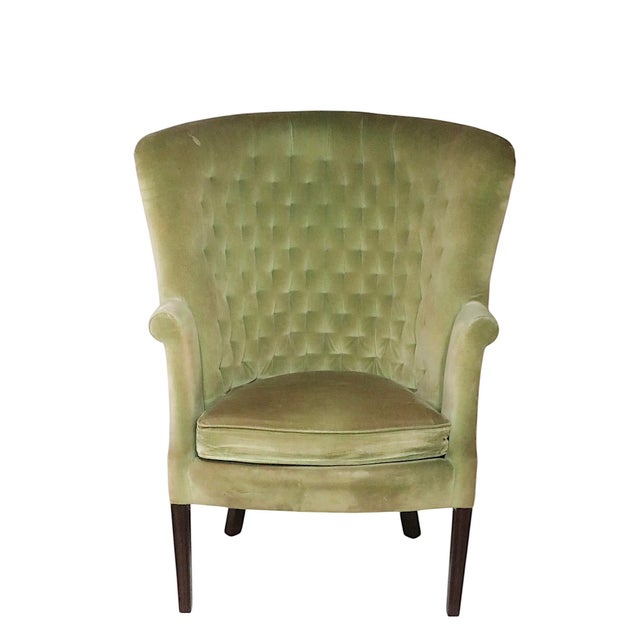 Green Mid 20th Century English Regency Revival Upholstered Wing Chair - Needs Reupholstery For Sale - Image 8 of 12