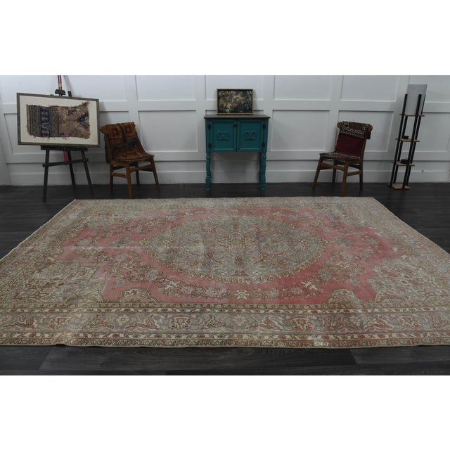 1970s Vintage Persian Handmade Wool Cotton Pink Area Rug For Sale - Image 11 of 11