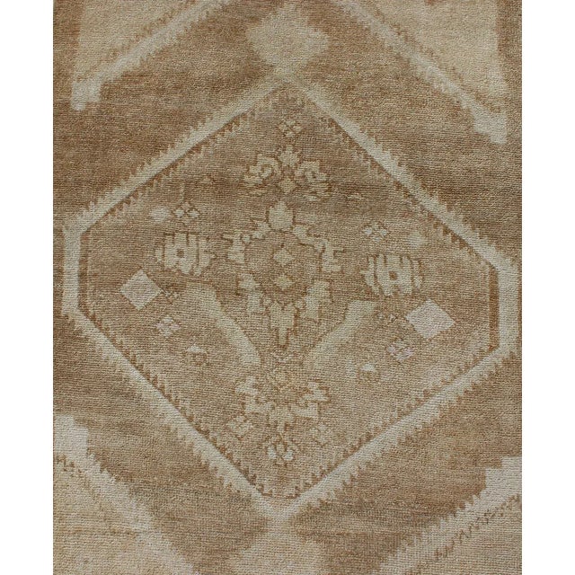 Textile Vintage Turkish Oushak Runner Neutral and Warm Colors With Tribal Medallions For Sale - Image 7 of 13
