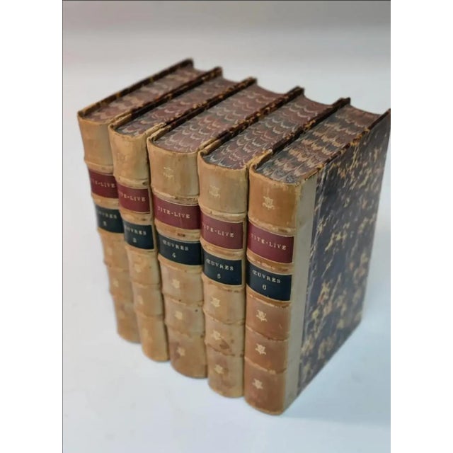 Circa 1818 Antiquarian French Leather Books- Set of 5 For Sale - Image 9 of 12