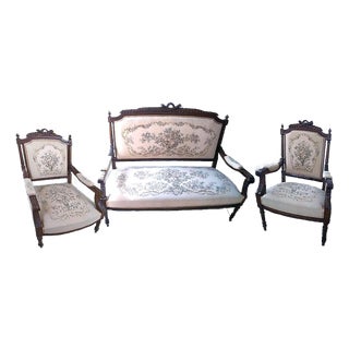 French 19th Century Louis XVI Style (Three-Piece) Walnut Parlor Suite For Sale