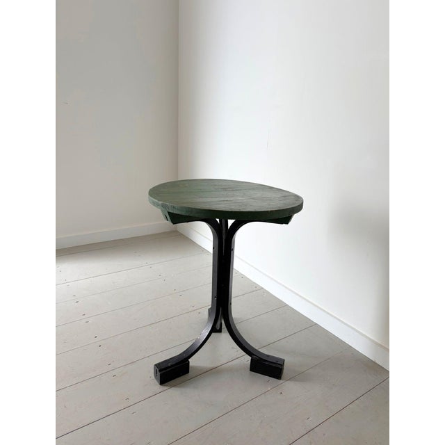 Modernist Industrial Side Table with Green Top, France, 1940s For Sale - Image 4 of 8