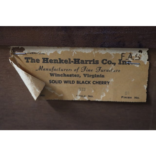 1980s Henkel Harris Wild Black Cherry Dresser – 9 Drawer For Sale - Image 10 of 13