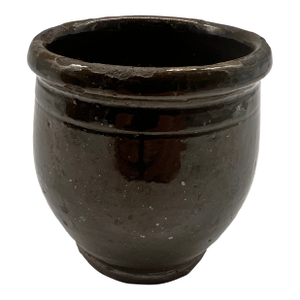 A Rare Green Glazed Small Antique Pennsylvania Folk Art Redware Storage Crock, 1850's