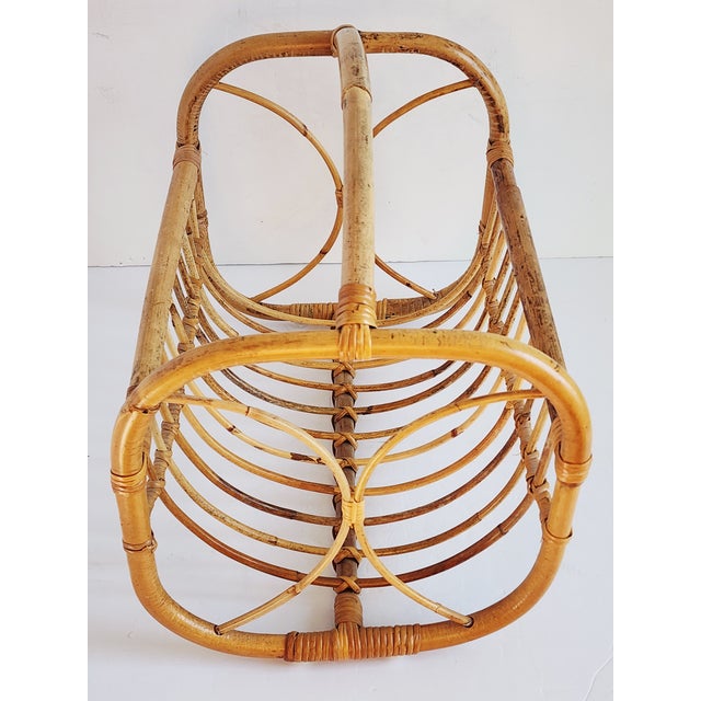 1970s Mid-Century Bamboo & Rattan Magazine Rack For Sale - Image 5 of 12