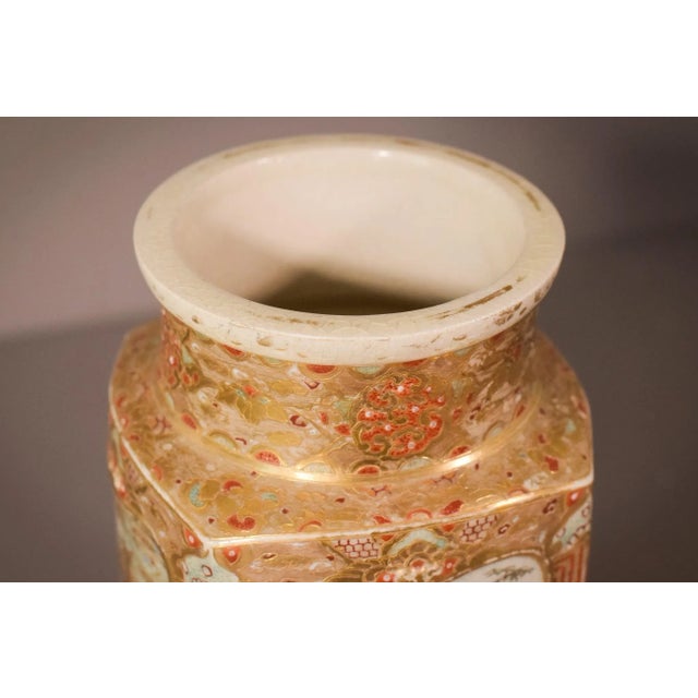 Beige Antique Satsuma Vase, 1900s For Sale - Image 8 of 12