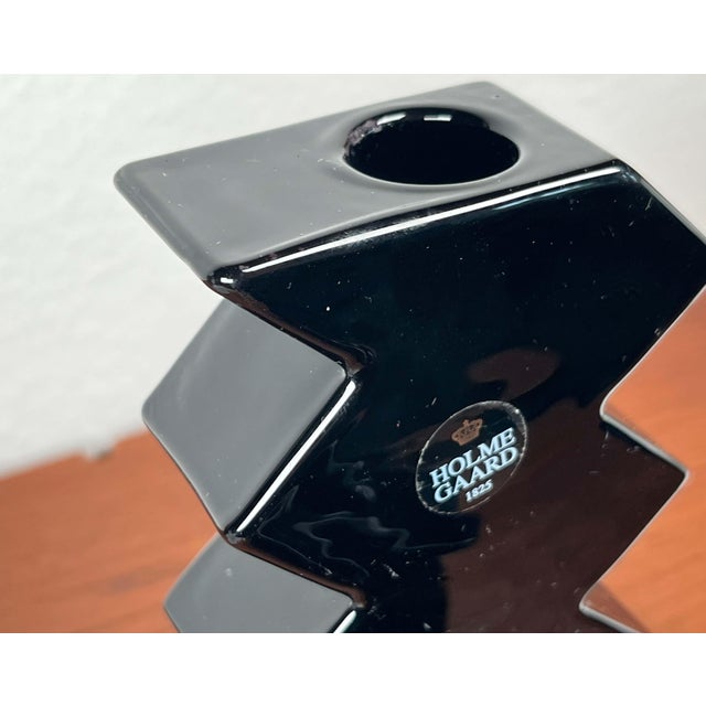Postmodern Black and White Glass Candleholder by Halskov & Dalsgaard for Holmegaard, Set of 4 For Sale - Image 6 of 18