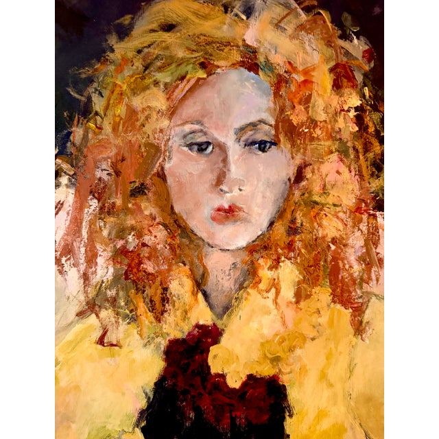 "The Yellow Dress" A vibrant figure emerges in bold strokes and radiant hues, seated with a quiet yet commanding presence....