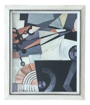 John Reitz, Composition, Oil on Cardboard, Framed
