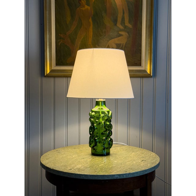 Green Scandinavian Modern Green Art Glass Table Lamp, Sweden, 1970s For Sale - Image 8 of 9