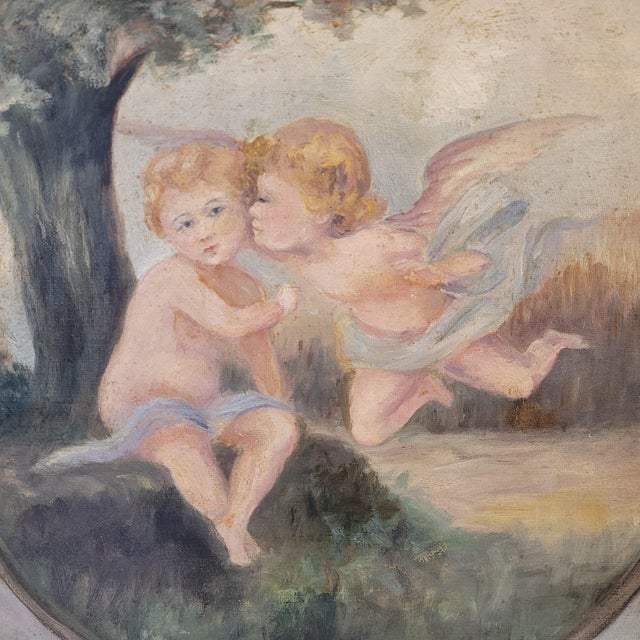 D. Berthault, Cherubs, France, 1922, Oil on Canvas, Set of 2 For Sale - Image 10 of 18