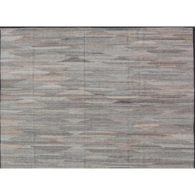 Textile Modern Kilim Rug by Keivan Woven Arts, Hand-Woven Wool 9'0 X 11'8 For Sale - Image 7 of 13
