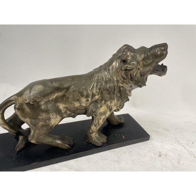 Lion Sculpture in Argentone, 1940s For Sale - Image 6 of 9