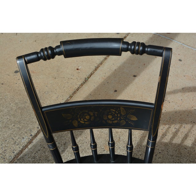 Vintage S Bent Bros Hitchcock Style Black Stenciled Dining Chairs Set of 4 For Sale - Image 10 of 18