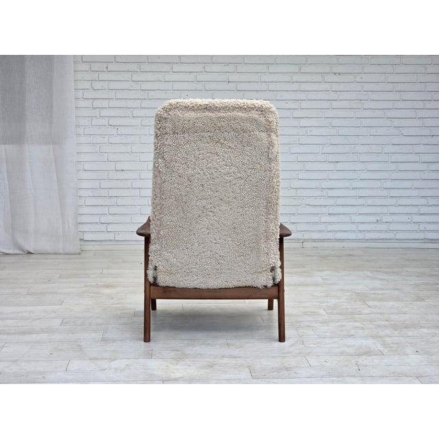 Danish Sheepskin Lounge Chair by Alf Svensson for Fritz Hansen, 1960s For Sale - Image 12 of 18