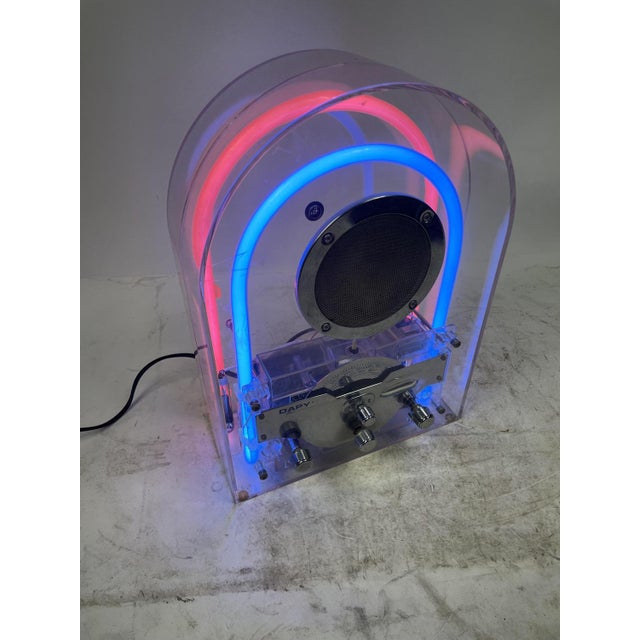 Radio Design in Acrylic Glass and Neon, 1980s For Sale - Image 14 of 18