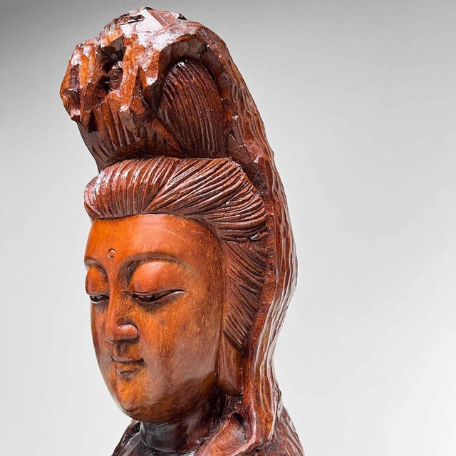 Large Wooden Goddess of Mercy Lord of Compassion Kannon Statue, Japan, 1800s For Sale - Image 18 of 18