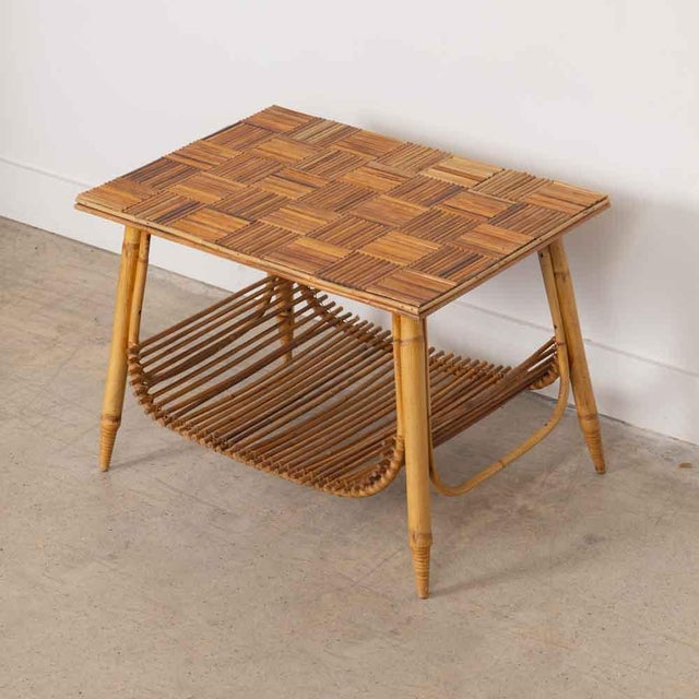 1960s French Rattan Side Table by Audoux Minet For Sale - Image 9 of 12