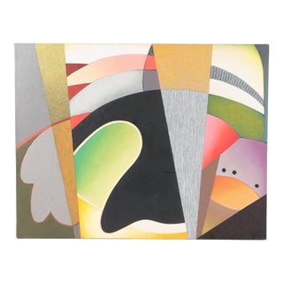 Joanne Gordin (American, 20th Century) "Shift to the Left", a Large Abstract Oil on Canvas Painting. For Sale