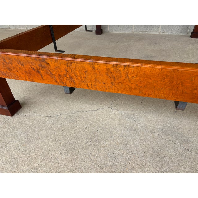 Late 20th Century Irion Custom Tiger Maple Shaker Style Poster Full Bed Frame For Sale - Image 5 of 9