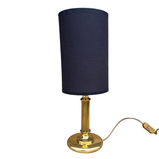 Metal Brass Night Lamp, Table Lamp With Lampshade, Germany, 1970s. For Sale - Image 7 of 12