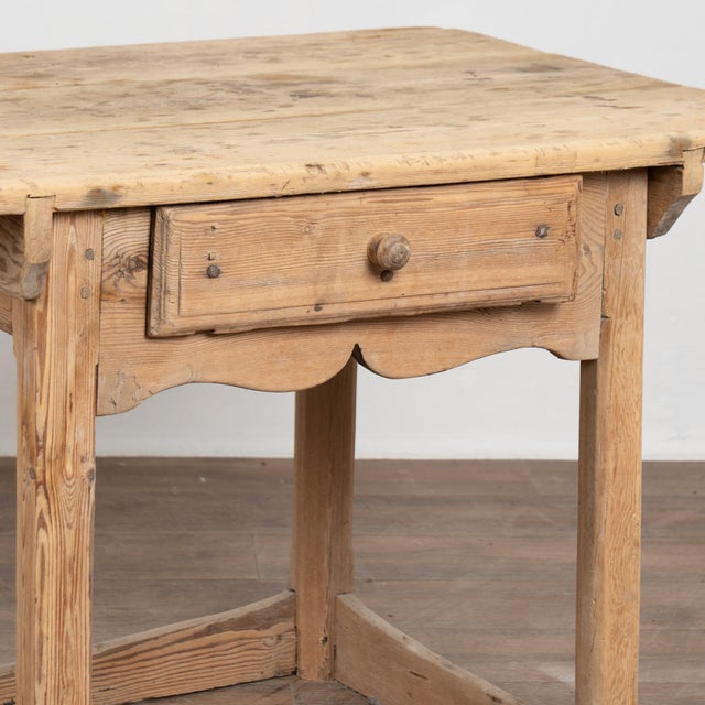 19th Century Rustic Pine Side Table With Single Drawer For Sale - Image 9 of 14