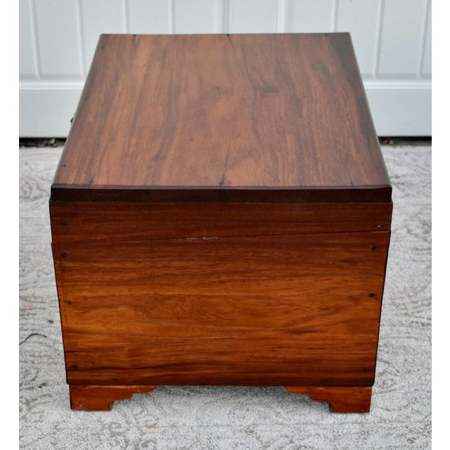 Brown Vintage Heavy Small Traditional Style Solid Mahogany Trunk W/Lion Hardware For Sale - Image 8 of 12