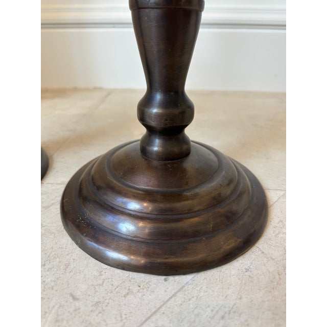 Vintage Monumental 16” Bronze Candlestick Holders -a Pair For Sale - Image 9 of 18