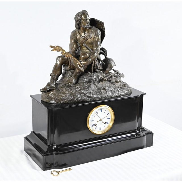 Marble and Bronze Terminal Pendulum from Viel & Delrue For Sale - Image 3 of 18