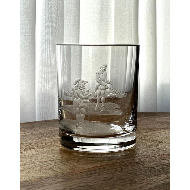 Vintage Bohemian Engraved Whiskey Glasses, Set of 5 For Sale - Image 6 of 15