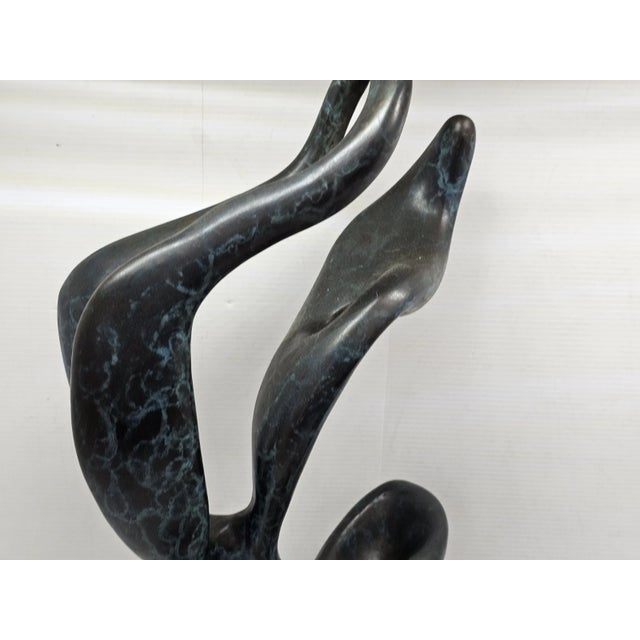 1980s Large 20" Solid Bronze Abstract Organic Modern Sculpture Verdigris Patina 40 LBS For Sale - Image 13 of 17