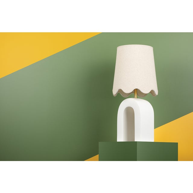 Mitzi Roshani 12.25 in. 1 Light Table Lamp in Aged Brass and Ceramic Matte White Finish For Sale - Image 9 of 11