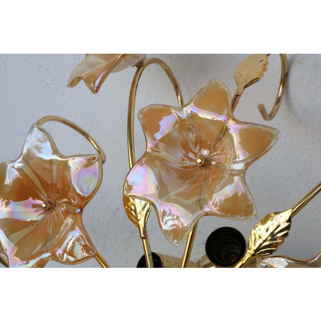 Vintage Murano Ceiling Light Orange Iridescent Flowers, 1960s For Sale - Image 11 of 13