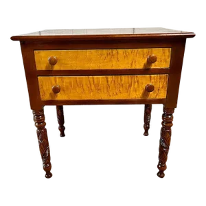 19th Century Antique American Federal Style Two Drawer Work Table or Side Table