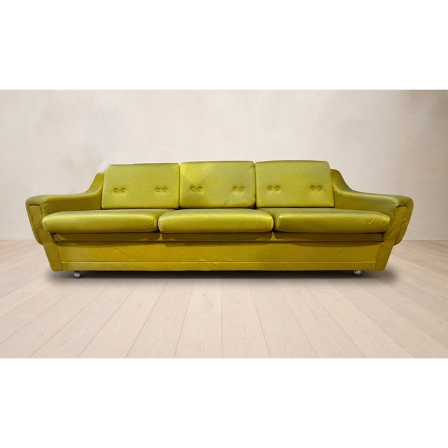 Mid-Century Modern Mid-Century Folding Sofa Bed in Mustard, Czechoslovakia, 1930s For Sale - Image 3 of 12