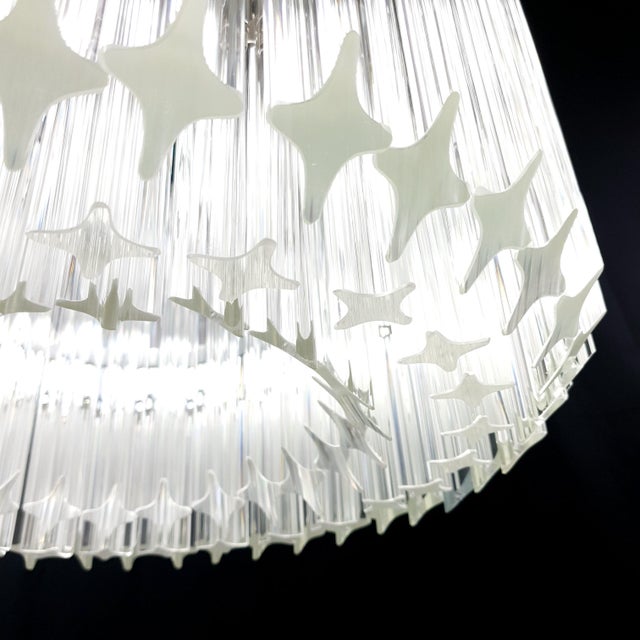 Vintage Round Chandelier with Handmade Murano Glass and Crystal Quadrihedrons, Italy, 1971 For Sale - Image 3 of 18